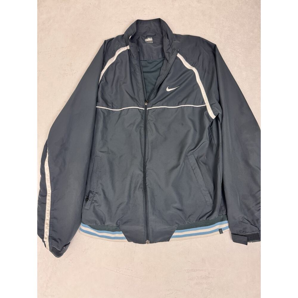 Vintage Y2K Nike Full Zip Windbreaker Jacket Men’s Large Blue Nylon Track Jacket